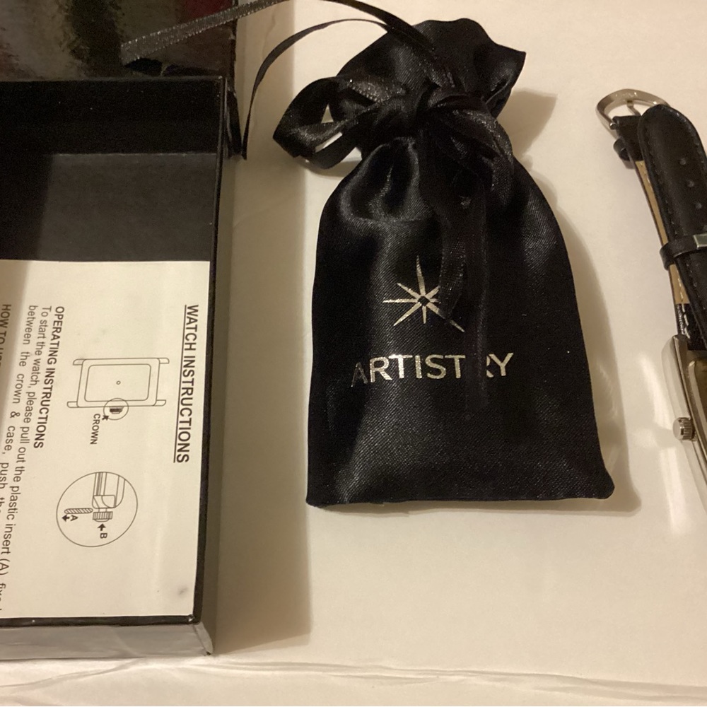 Vintage Artistry Watch NWT Silver Rectangular Watch w. Black Band needs battery - Picture 7 of 15